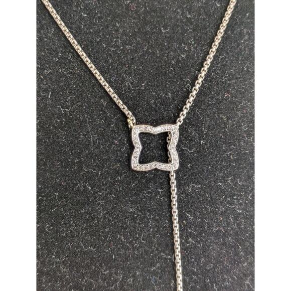 David Yurman Sterling & 18K Yellow Gold Diamond 24.5” Quatrefoil Lariat Necklace - Picture 2 of 8